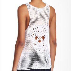 EUC Skull Cashmere Heracles Tank XS White Crochet